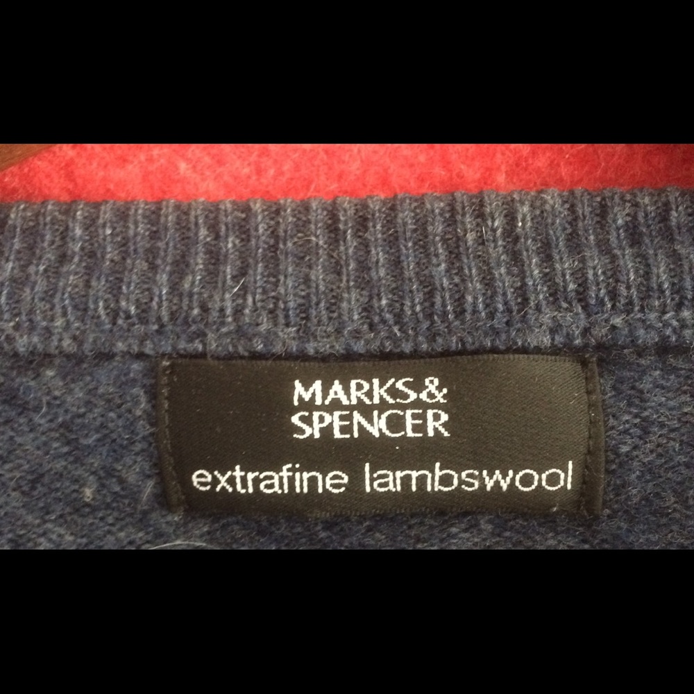 UK-XXL M&S Plaid Argyle Lambswool Sweater